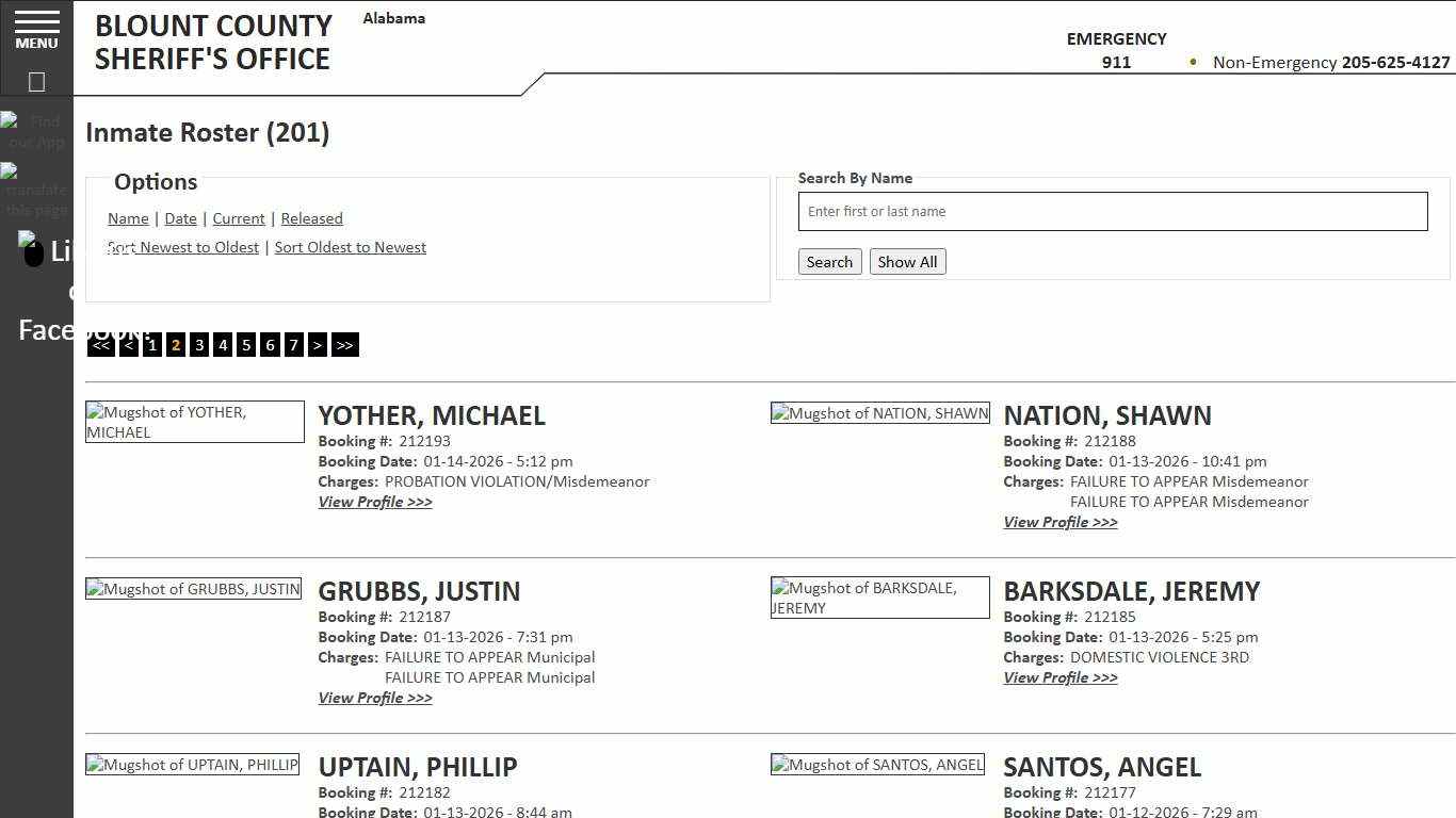 Inmate Roster - Page 2 Current Inmates Booking Date Descending - Blount County Sheriff AL